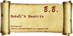 Bohák Beatrix névjegykártya