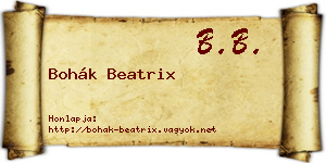 Bohák Beatrix névjegykártya